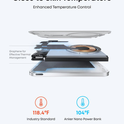 بنك طاقة أنكر (Anker) موديل MagGo 5K Slim بسعة 5,000 مللي أمبير - معتمد بمعيار Qi2 للشحن اللاسلكي السريع 15 واط - تصميم فائق النحافة