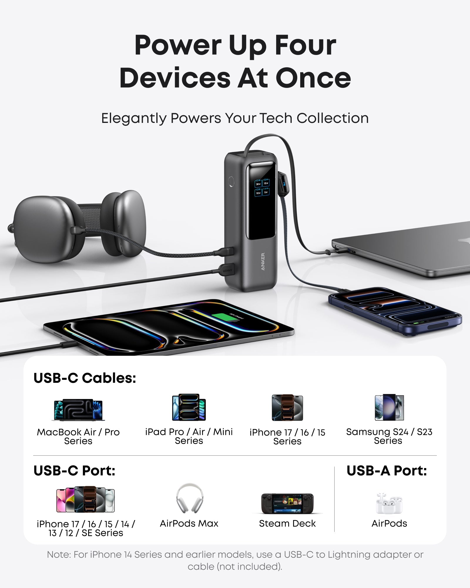 Anker Power Bank 25,000 mAh 165W Fast Charging with Built-In Anker Power Bank 25,000 mAh 165W Fast Charging with Built-In