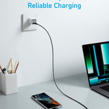 Anker 322 PowerLine USB-C to USB-C Fast Charging Cable (60W, Braided, Durable,3ft)