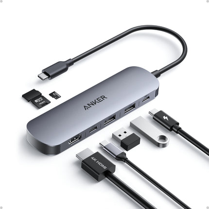 موزع Anker USB-C بسبعة منافذ — HDMI بدقة 4K وشحن 85W (محول متعدد)