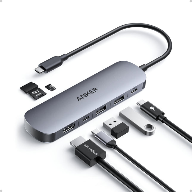 موزع Anker USB-C بسبعة منافذ — HDMI بدقة 4K وشحن 85W (محول متعدد)