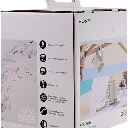 سماعة سوني (Sony) المحمولة SRS-XB13 بنظام Extra Bass - إصدار أسود وأبيض