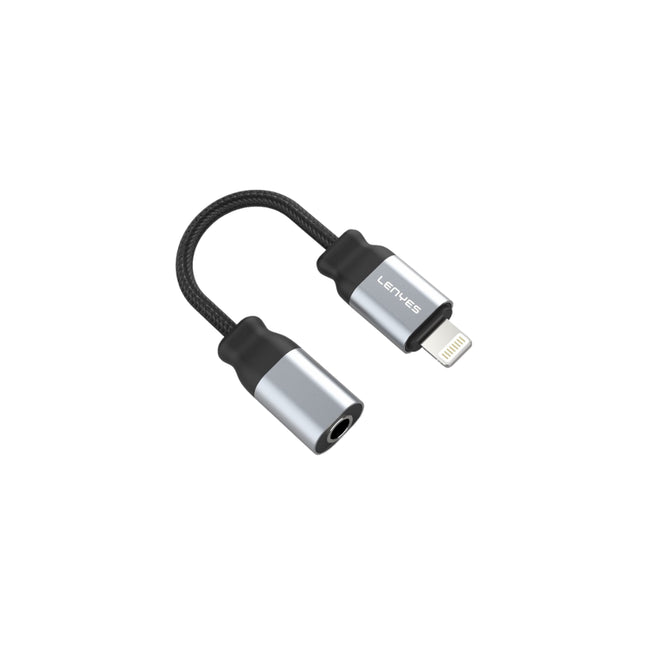 محول صوت لينييس (Lenyes) موديل AX107 من لايتنينج إلى منفذ 3.5 ملم - نقل صوت نقي - يدعم المكالمات والموسيقى - متوافق مع آيفون وآيباد - لون أسود
