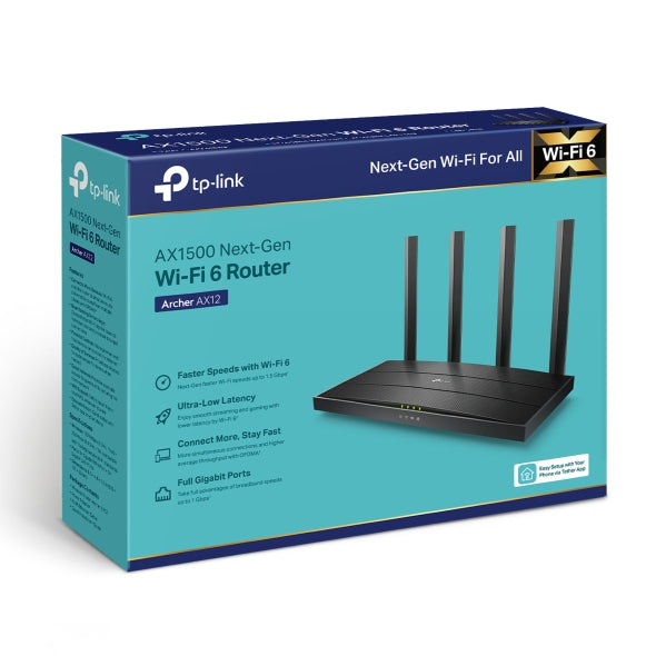 راوتر TP-Link Archer AX12 AX1500 مزدوج النطاق بتقنية الواي فاي 6 راوتر TP-Link Archer AX12 AX1500 مزدوج النطاق بتقنية الواي فاي 6