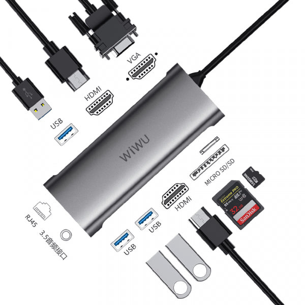 موزع USB-C WIWU Alpha 11 في 1 موزع USB-C WIWU Alpha 11 في 1