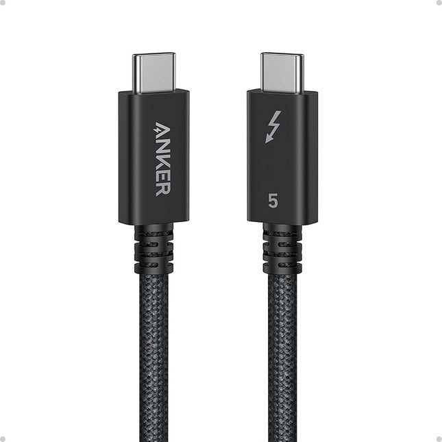 كابل ثندربولت 5 (Thunderbolt 5) - Anker Prime - سرعة نقل 80 جيجابت - قوة شحن 240 واط - يدعم فيديو 16K - نايلون مضفر - طول 1 متر