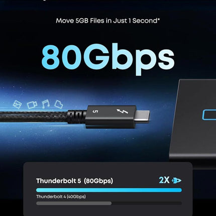 كابل ثندربولت 5 (Thunderbolt 5) - Anker Prime - سرعة نقل 80 جيجابت - قوة شحن 240 واط - يدعم فيديو 16K - نايلون مضفر - طول 1 متر