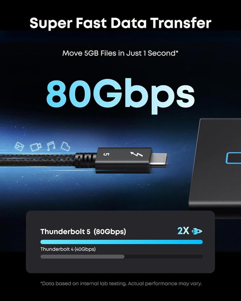 كابل ثندربولت 5 (Thunderbolt 5) - Anker Prime - سرعة نقل 80 جيجابت - قوة شحن 240 واط - يدعم فيديو 16K - نايلون مضفر - طول 1 متر كابل ثندربولت 5 (Thunderbolt 5) - Anker Prime - سرعة نقل 80 جيجابت - قوة شحن 240 واط - يدعم فيديو 16K - نايلون مضفر - طول 1 متر