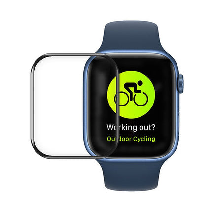 واقي شاشة مقاوم للصدمات BLUEO BL007 مع محدد لإزالة الغبار لساعة Apple Watch S7/S8/S9 مقاس 41 مم - أسود HD