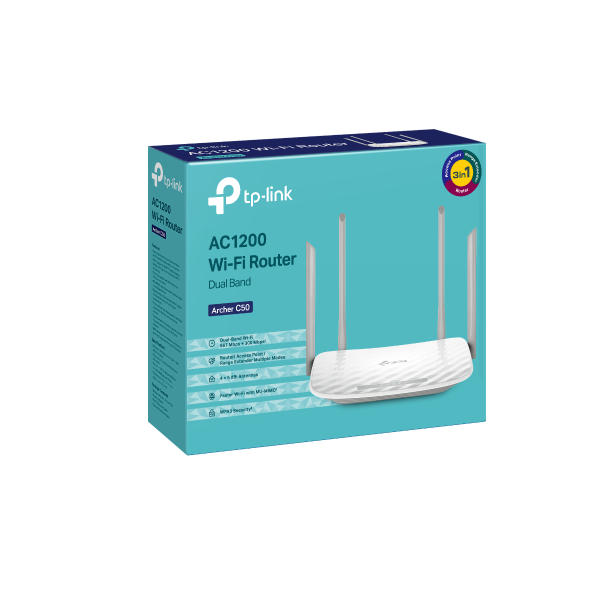 راوتر TP-Link Archer C50 AC1200 مزدوج النطاق بتقنية الواي فاي راوتر TP-Link Archer C50 AC1200 مزدوج النطاق بتقنية الواي فاي