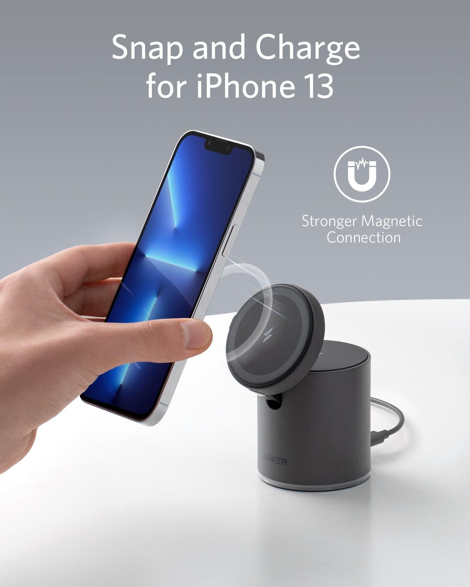 منصة شحن أنكر 623 ماج جو المغناطيسية 2 في 1 مع كابل USB-C منصة شحن أنكر 623 ماج جو المغناطيسية 2 في 1 مع كابل USB-C