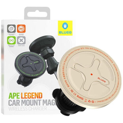 BLUEO BC5955 Ape Legend Car Mount Magnetic Wireless Charger - White