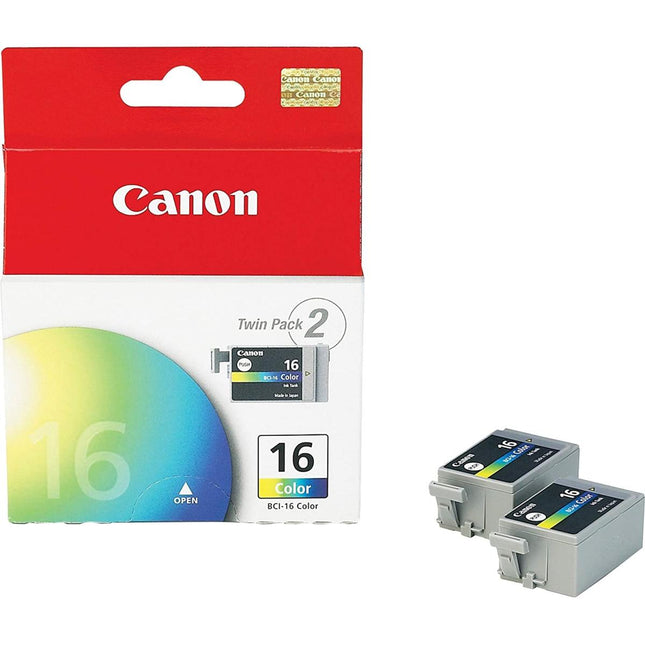 Canon BCI-16 Color Genuine Ink Cartridge - Twin Pack - Vibrant Photos - Compatible with PIXMA iP90, i70, i80, and SELPHY DS700 / DS810