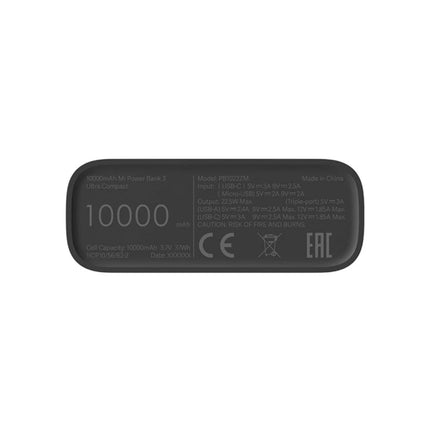 Xiaomi Mi Power Bank 3 Ultra Compact 10000mAh - 22.5W Fast Charging - Pocket-Sized Portable Charger
