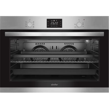 Simfer 90cm Built-in Gas Oven with Double Turbo Fan, 95L Capacity, Safe Cooking System & Integrated Cooling - Stainless Steel (B9300CMRIM)