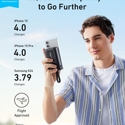 باور بانك Anker Zolo بسعة 10,000mAh وقدرة 30W — كابل USB-C مدمج بطول 5.4 إنش