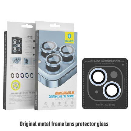 BLUEO NPB27 Original Metal Frame Lens Protector Glass (2 pcs/package) for iPhone 14 (6.1″/6.7″) - Yellow