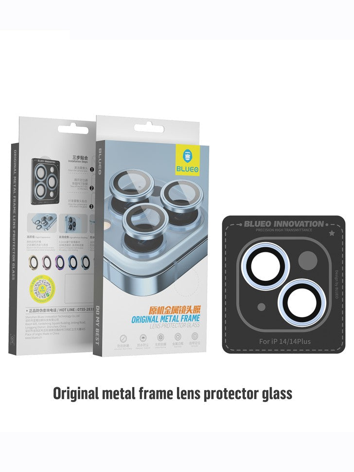 BLUEO NPB27 Original Metal Frame Lens Protector Glass (2 pcs/package) for iPhone 14 (6.1″/6.7″) - Silver Diamond BLUEO NPB27 Original Metal Frame Lens Protector Glass (2 pcs/package) for iPhone 14 (6.1″/6.7″) - Silver Diamond
