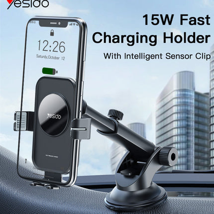 Yesido C118 Automatic Wireless Charging Car Holder (Dashboard & AC Mount)