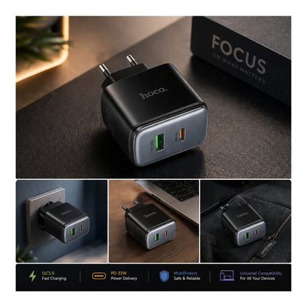 HOCO C158A 45W USB-C Power Delivery Dual Port Charger