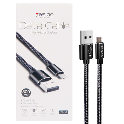 كابل بيانات شحن سريع USB CA54 بطول 0.3 متر من Yesido لمنفذ Micro USB
