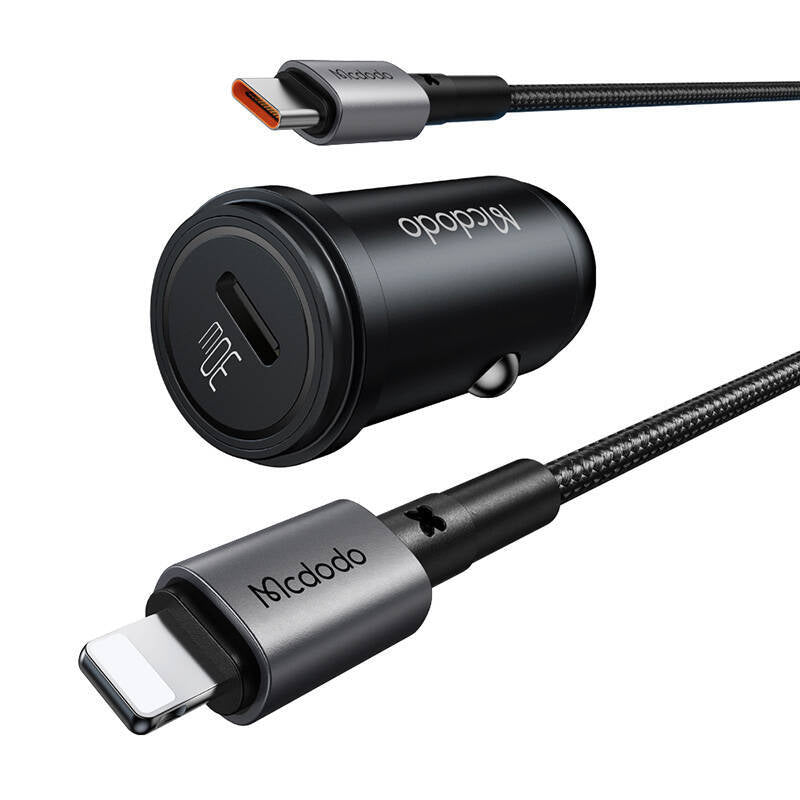 شاحن سيارة سريع PD بقوة 30 واط من Mcdodo مع كابل USB-C إلى Lightning CC-7492 شاحن سيارة سريع PD بقوة 30 واط من Mcdodo مع كابل USB-C إلى Lightning CC-7492