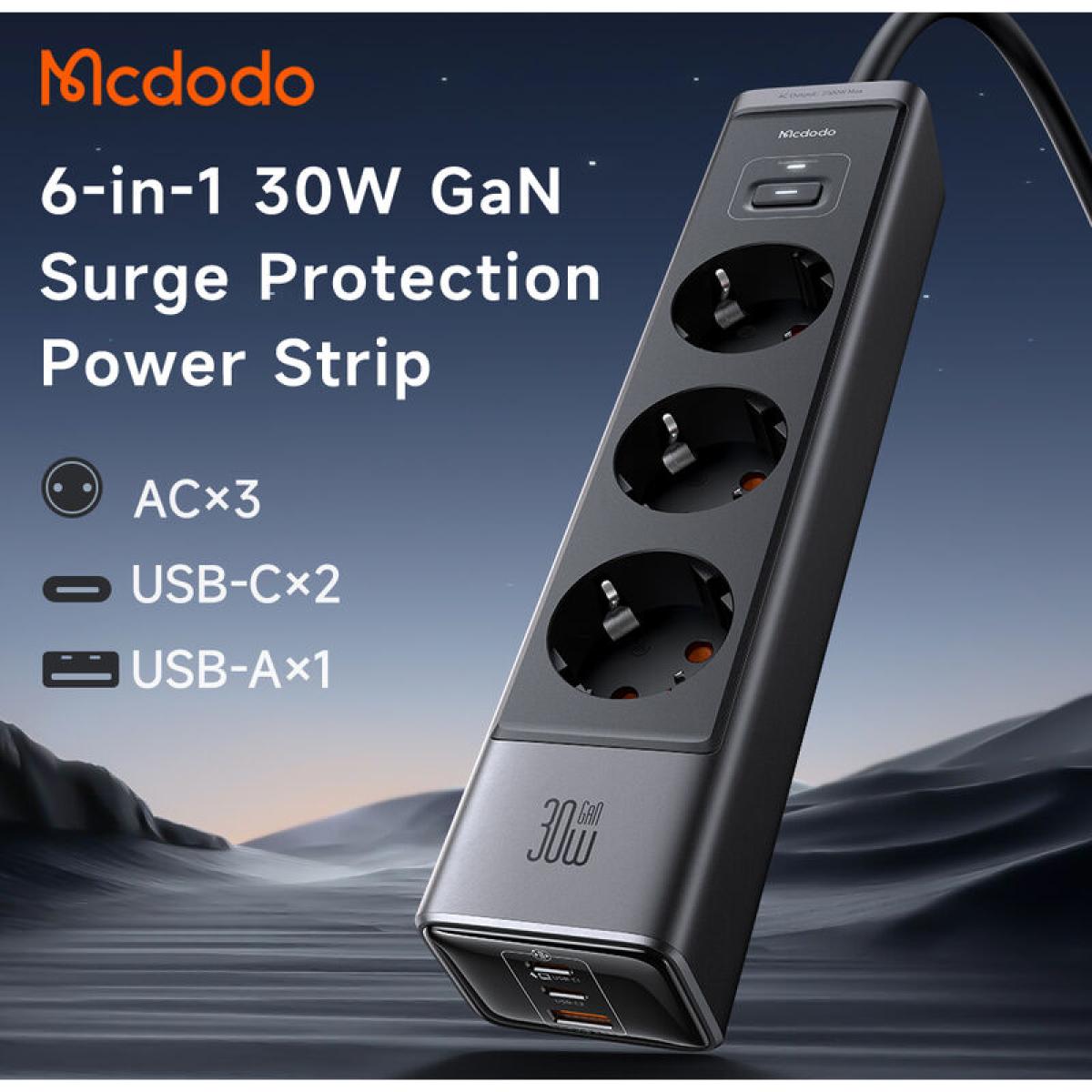 Mcdodo 6-in-1 GaN 30W Fast Charger 2C1A EU Plug CH-0620 Mcdodo 6-in-1 GaN 30W Fast Charger 2C1A EU Plug CH-0620