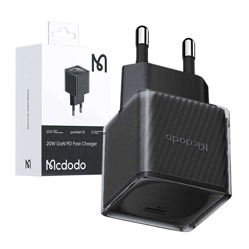 شاحن Mcdodo 20W GaN PD السريع CH-3771 - أسود شاحن Mcdodo 20W GaN PD السريع CH-3771 - أسود
