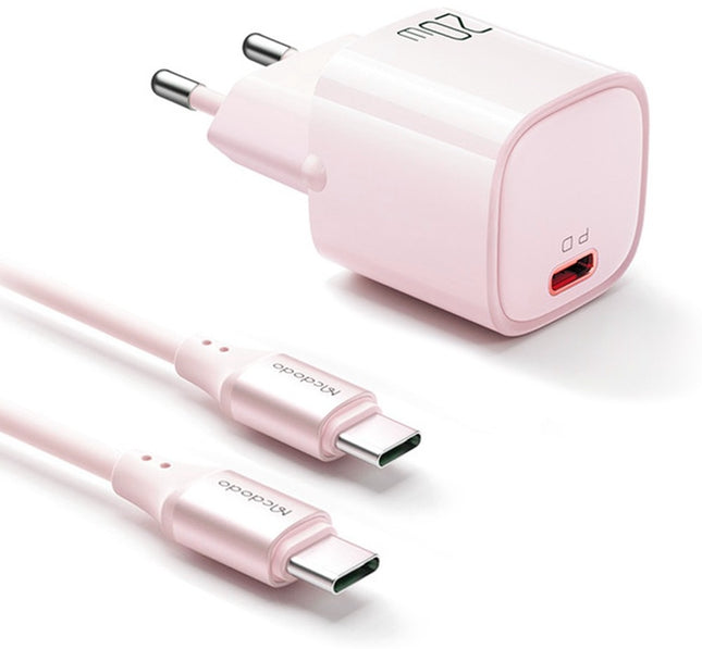 Mcdodo Nano 20W PD Charger with USB-C to USB-C Cable - Pink CH-4047