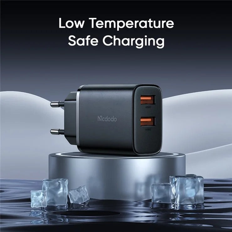 شاحن مزدوج USB بقوة 12 واط من Mcdodo (EU) مع كابل USB-A إلى Lightning CH-5071 شاحن مزدوج USB بقوة 12 واط من Mcdodo (EU) مع كابل USB-A إلى Lightning CH-5071