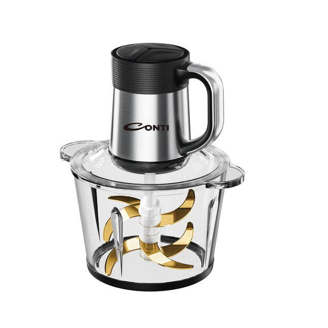 Conti Food Chopper - 3L Capacity, Durable Glass Bowl, Powerful Motor, Sharp Blades, & Multiple Speeds