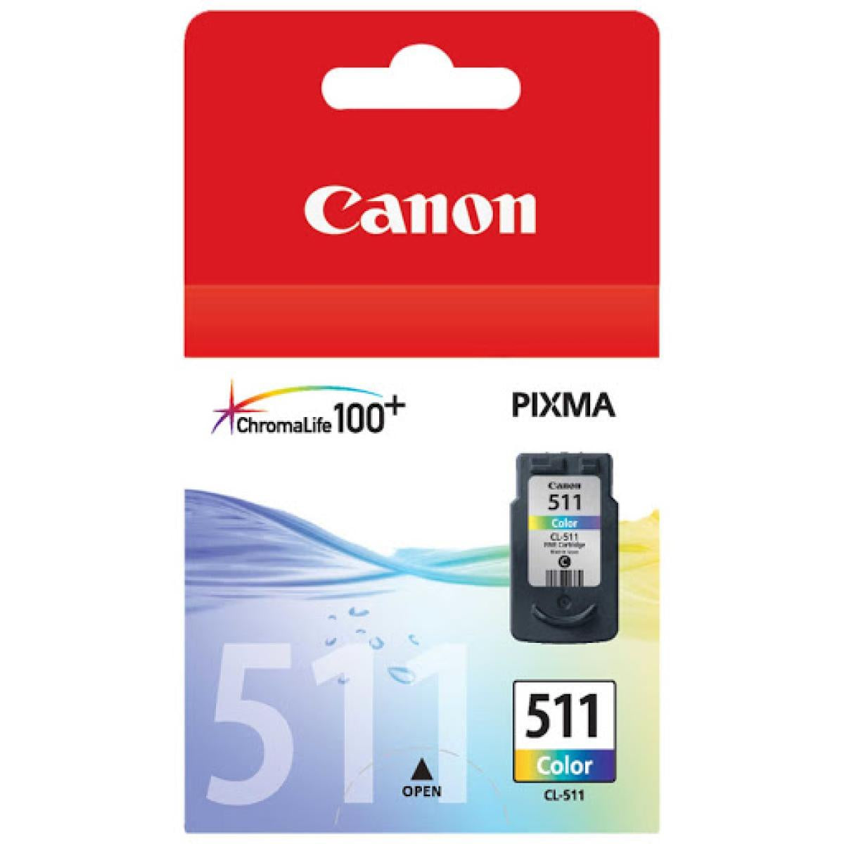 عبوة حبر كانون (Canon) أصلية ملونة موديل CL-511 - ثلاثية الألوان (أزرق، أرجواني، أصفر) - تقنية رأس الطباعة FINE - متوافقة مع PIXMA iP2700 و MP230 و MX320 عبوة حبر كانون (Canon) أصلية ملونة موديل CL-511 - ثلاثية الألوان (أزرق، أرجواني، أصفر) - تقنية رأس الطباعة FINE - متوافقة مع PIXMA iP2700 و MP230 و MX320