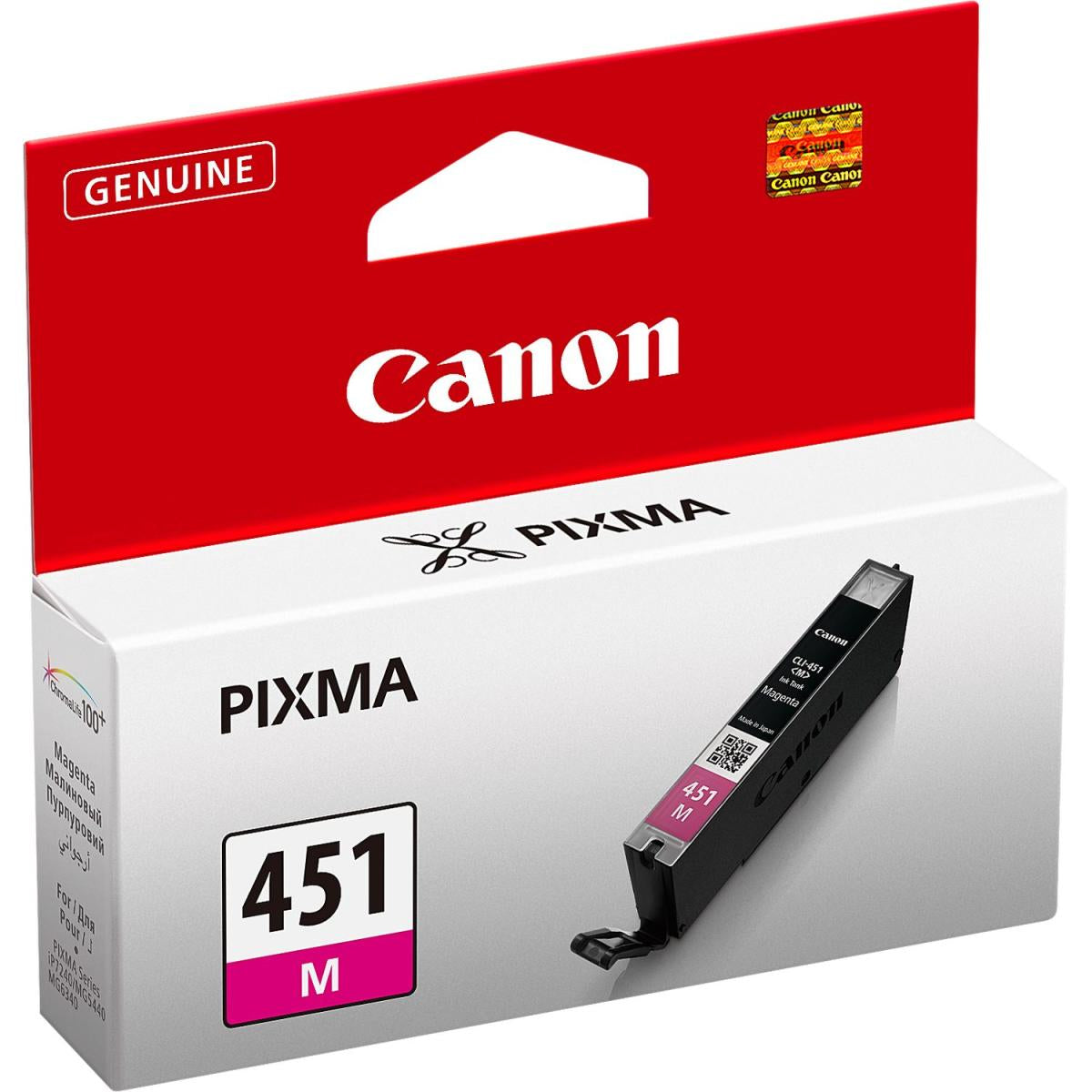 عبوة حبر كانون (Canon) أصلية موديل CLI-451 - اختر اللون: أزرق، أرجواني (زهري)، أو أصفر - تقنية ChromaLife100+ - متوافقة مع PIXMA iP7240 و iX6840 و MG5440 عبوة حبر كانون (Canon) أصلية موديل CLI-451 - اختر اللون: أزرق، أرجواني (زهري)، أو أصفر - تقنية ChromaLife100+ - متوافقة مع PIXMA iP7240 و iX6840 و MG5440
