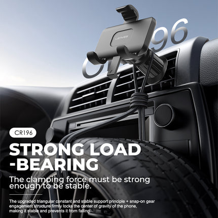Lenyes CR196 Car Phone Holder - 360 Degree Rotation - Air Vent Mount Design - One-Hand Operation - Universal Compatibility - Black