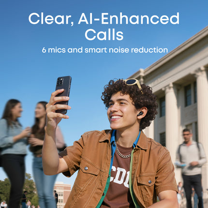 سماعات ساوند كور (Soundcore) موديل R60i NC - عزل ضوضاء تكيفي 42 ديسيبل - 6 ميكروفونات للمكالمات - بطارية تدوم 42 ساعة - مقاومة للماء IP54 - أسود