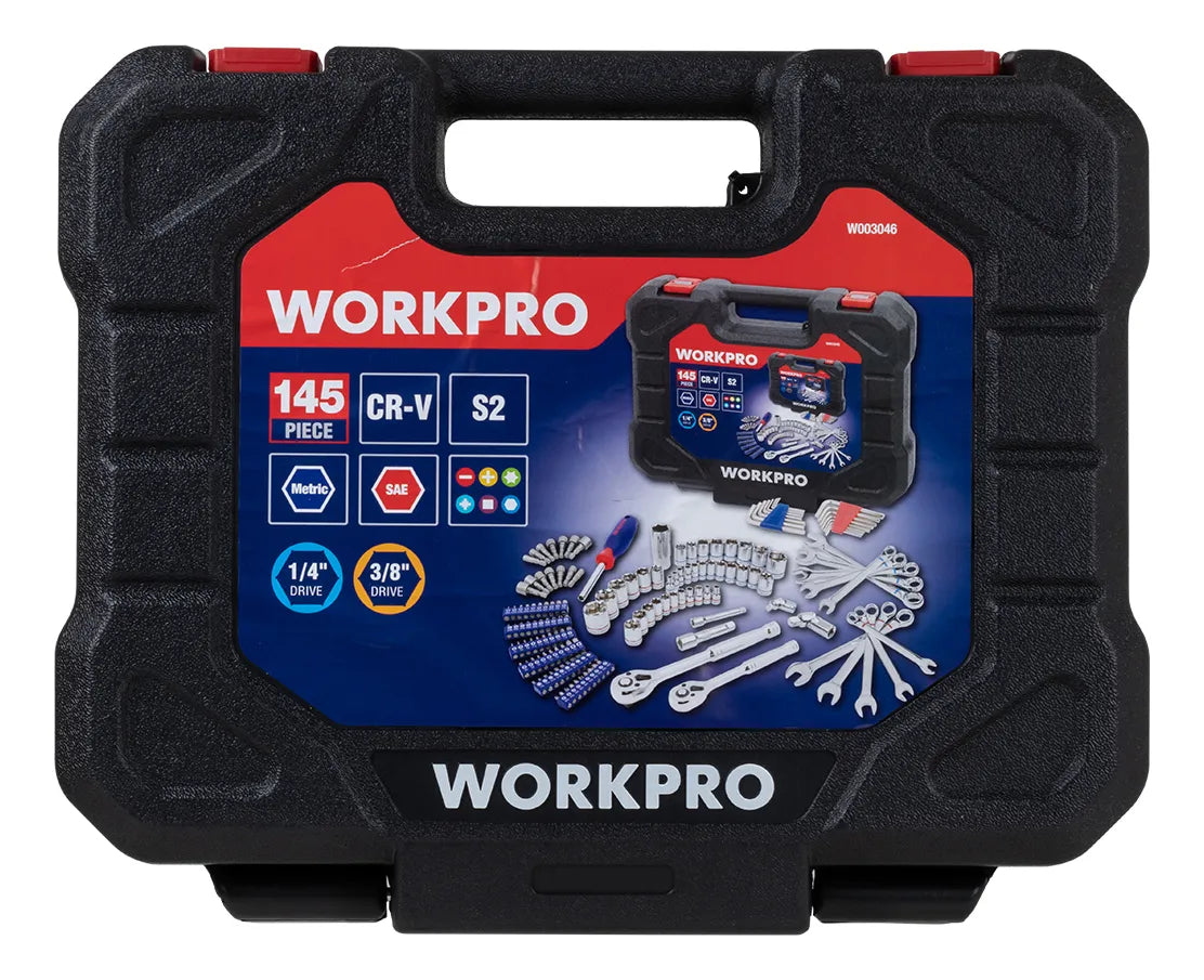 WORKPRO طقم عدة بوكس ١٤٥ قطعة WORKPRO طقم عدة بوكس ١٤٥ قطعة