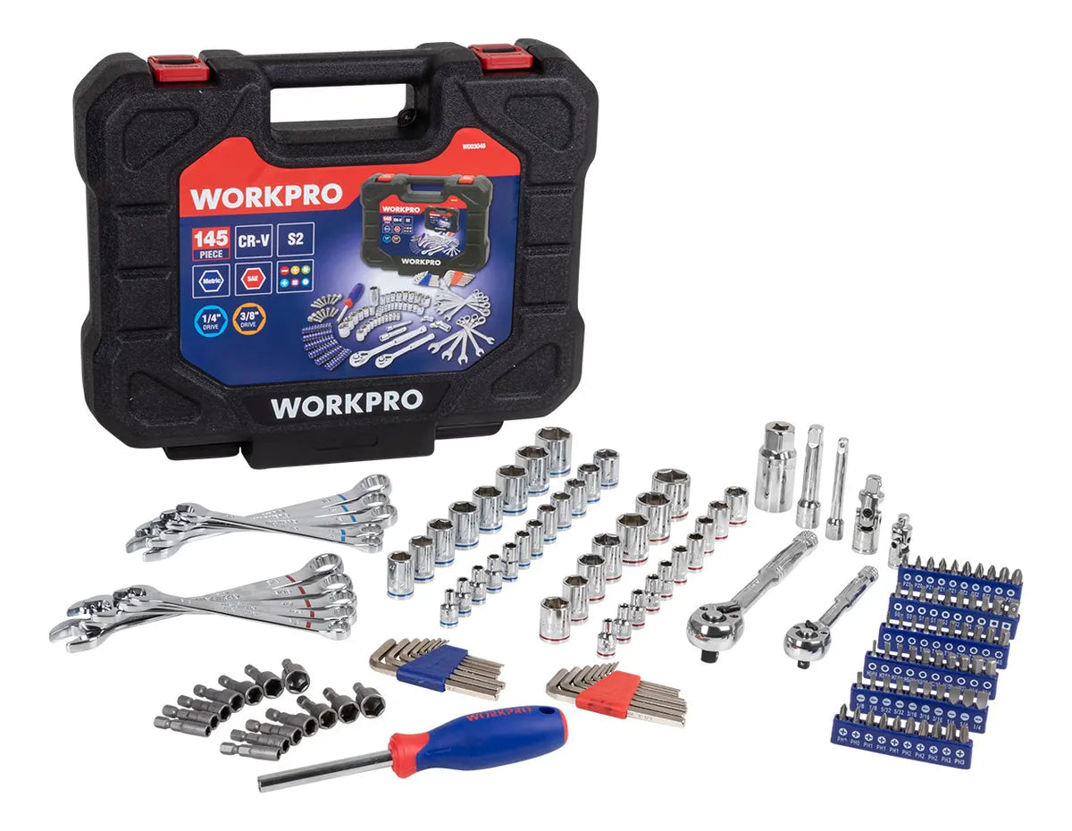 WORKPRO طقم عدة بوكس ١٤٥ قطعة WORKPRO طقم عدة بوكس ١٤٥ قطعة