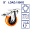 EMTOP EMJL2353   5inch Swivel Caster Wheel with Brake – Orange
