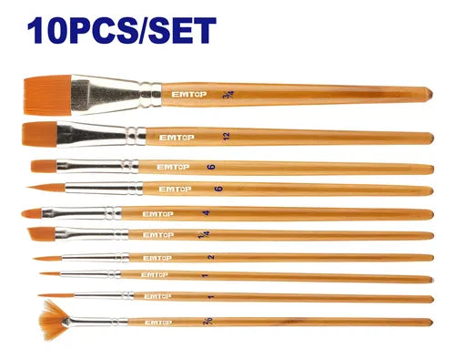  EMTOP EMXA1K10 Painting Brush Set – 10 Pieces