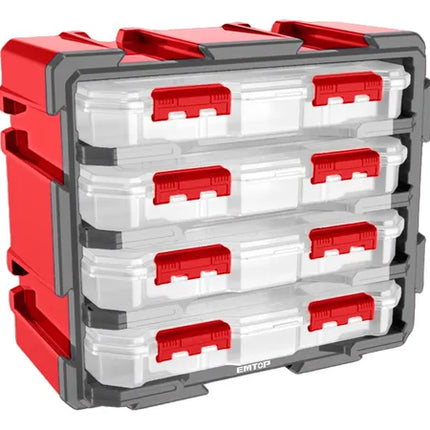 EMTOP EMTB8344  Transparent Plastic Tool Organizer – 4 Drawers