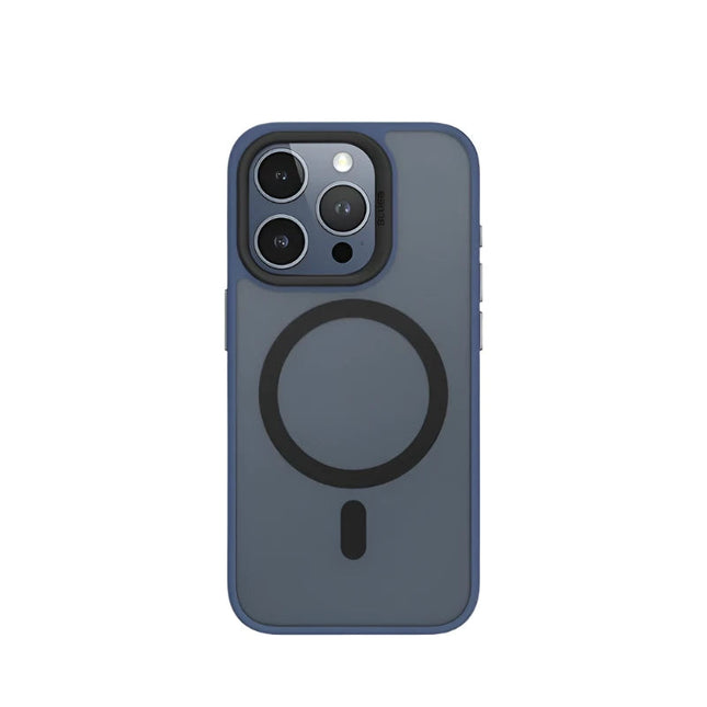 BLUEO BK5934 Skin-Friendly Frosted Anti-Drop Case with Magnetic for iPhone 15 Pro Max (6.7″) - Dark Blue