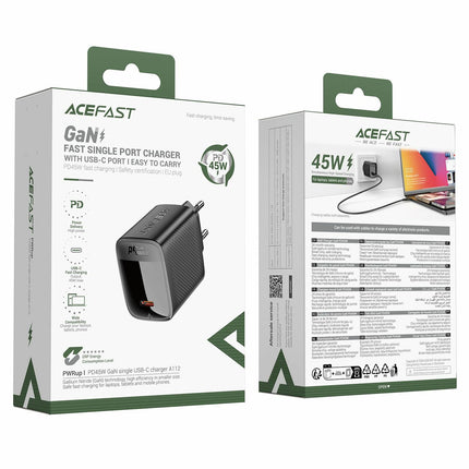 Acefast A112 120W GaN Wall Charger, 3-Port Fast Desktop Power Adapter (2x USB-C + 1x USB-A), PD3.0/PPS/QC4.0, Compact Laptop Charger for MacBook, iPhone, and Samsung - Black
