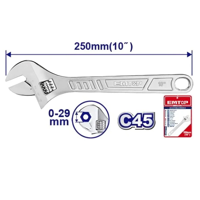 EMTOP EAWH131022 Adjustable Wrench 10