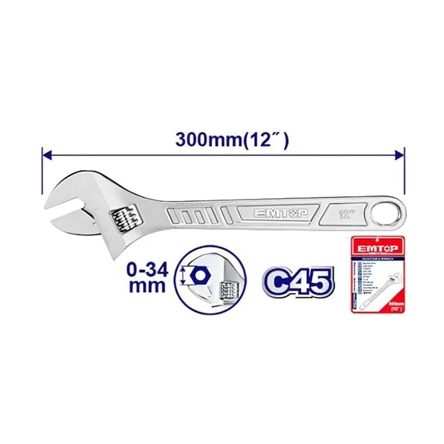 EMTOP EAWH131222 Adjustable Wrench 12 