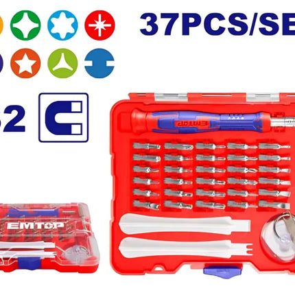 EMTOP EBST03702 37-Piece Screwdriver Set With Bits