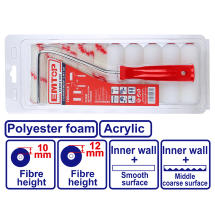 EMTOP ECBH121001  12-Piece 10cm Paint Roller Set