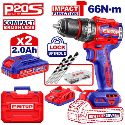 EMTOP ECIDL20668 Brushless Cordless Drill
