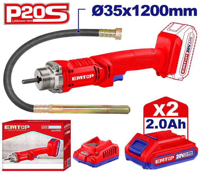 EMTOP Cordless Concrete Vibrator 20V ECVL2023013

