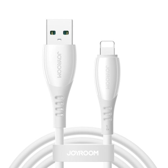 كابل شحن سريع جوي رووم (Joyroom) موديل S-A59 - قوة 3A - ملمس سيليكون ناعم - طول 1.2 متر - متوفر (USB-A إلى Type-C) و (USB-A إلى Lightning) - أبيض، أزرق، برتقالي، وزهري