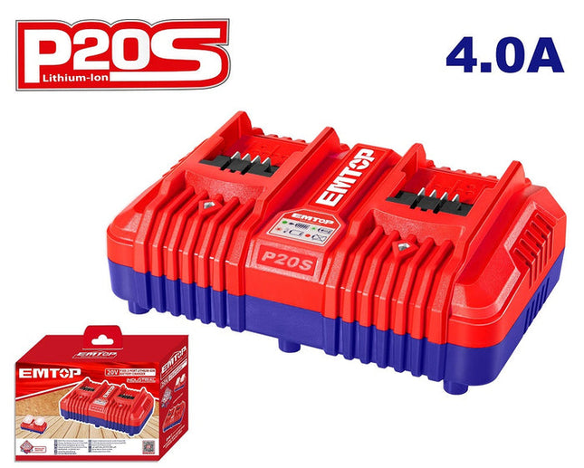 EMTOP EFCR20403 P20S Dual-Port Fast Intelligent Charger 